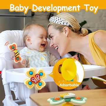 Suction Spinner Toy for Baby Bath Toys for Kids | Fidget Spinner Spinning Sensory Toddler Water Toy Sticks to Car Window Table High Chair Flight Travel Toy| Birthday Return Gift for Kids 3 Pcs