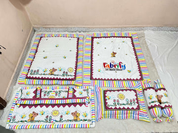 Fabrify 6 Items Embroidery Work Bedding Set